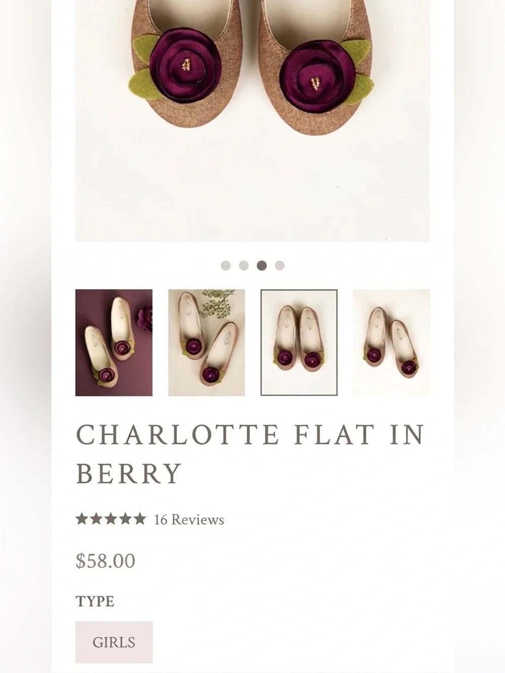 Joyfolie Girls Charlotte Closed Toe Flat Shoes Berry Brown Burgundy Size Y2 NWOT